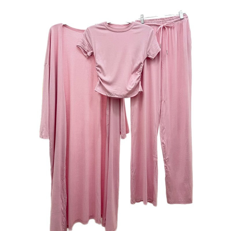 Dame afslappet lounge sæt med tætsiddende overdel og bredt bukseben Stilla