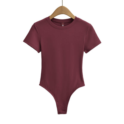 Dame figurnær Bodysuit i høj kvalitet rib-stof med kort ærme Stilla