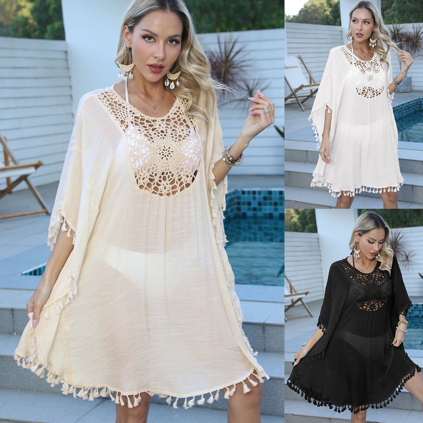 Dame elegant hæklet strik strandovertræk Stilla