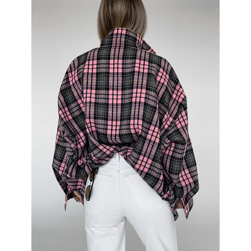 Dame afslappet flannel skjorte med plus størrelse Stilla