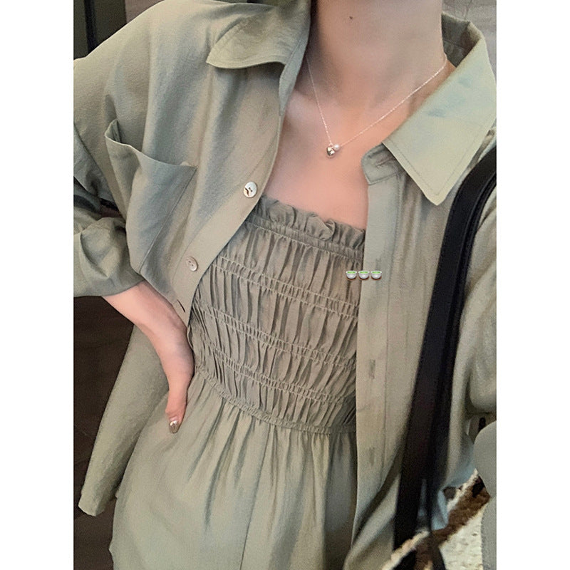 Dame Lettere Sommer-Jumpsuit i åndbart bomuld med rynket top og elastisk talje Stilla