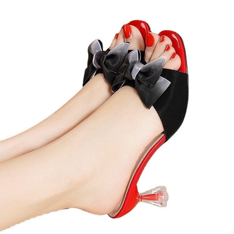 Dame åbne mules med elegant sløjfedesign og glamourøs hæl Stilla