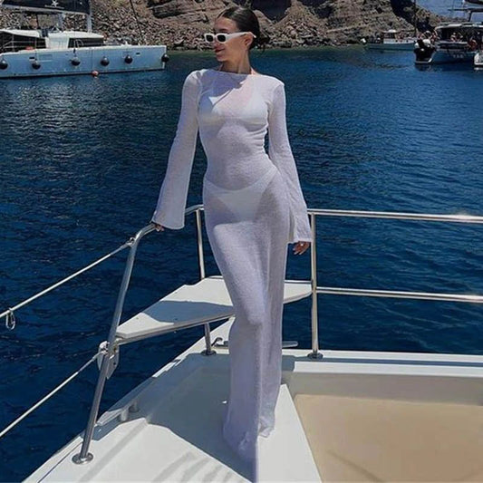 Dame Elegant Langærmet Maxi Kjole Stilla