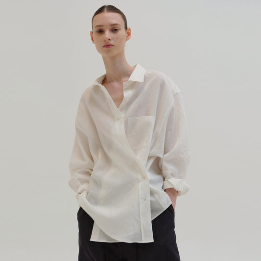 Dame afslappet linned skjorte med lommer Stilla