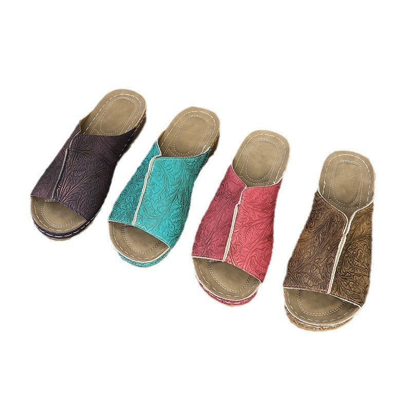 Dame åbne pantoletten med blomstret design Stilla