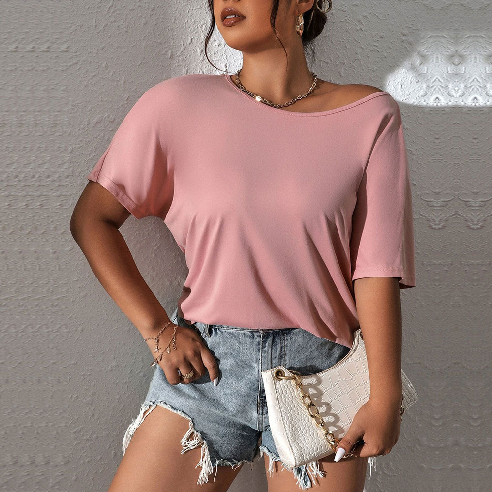 Dame afslappet oversized T-shirt med rund halsudskæring og korte ærmer Stilla