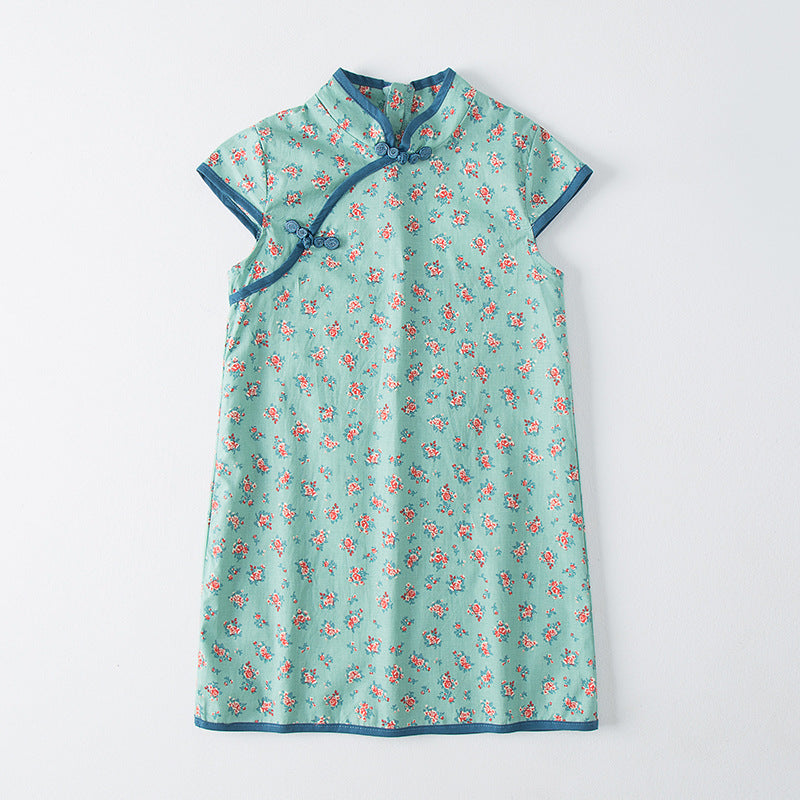 Pige Floral Print Orientalsk Kjole Stilla