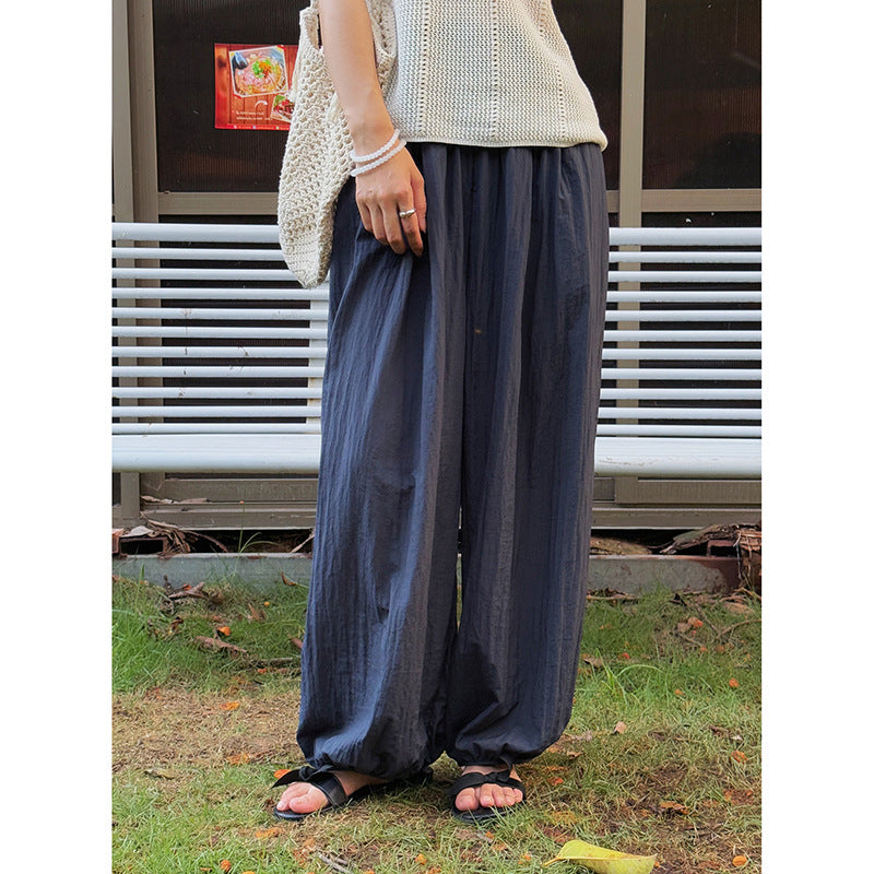 Dame afslappede højtaljede fritidsbukser med elastisk talje og lommer Stilla