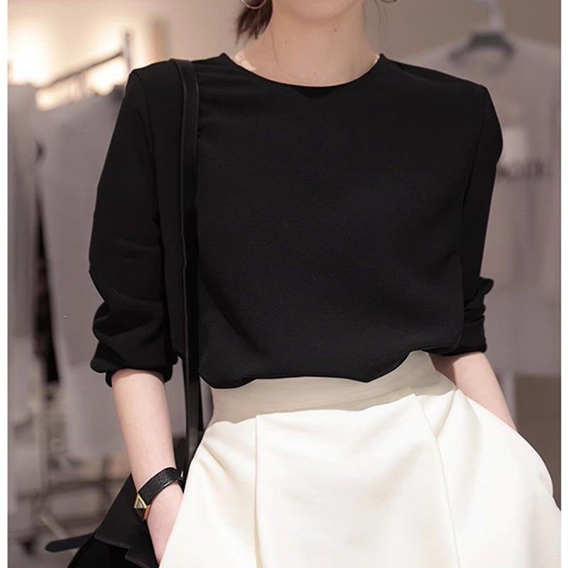 Dame Elegant Bluse med ballonformede ærmer og fin tekstur Stilla