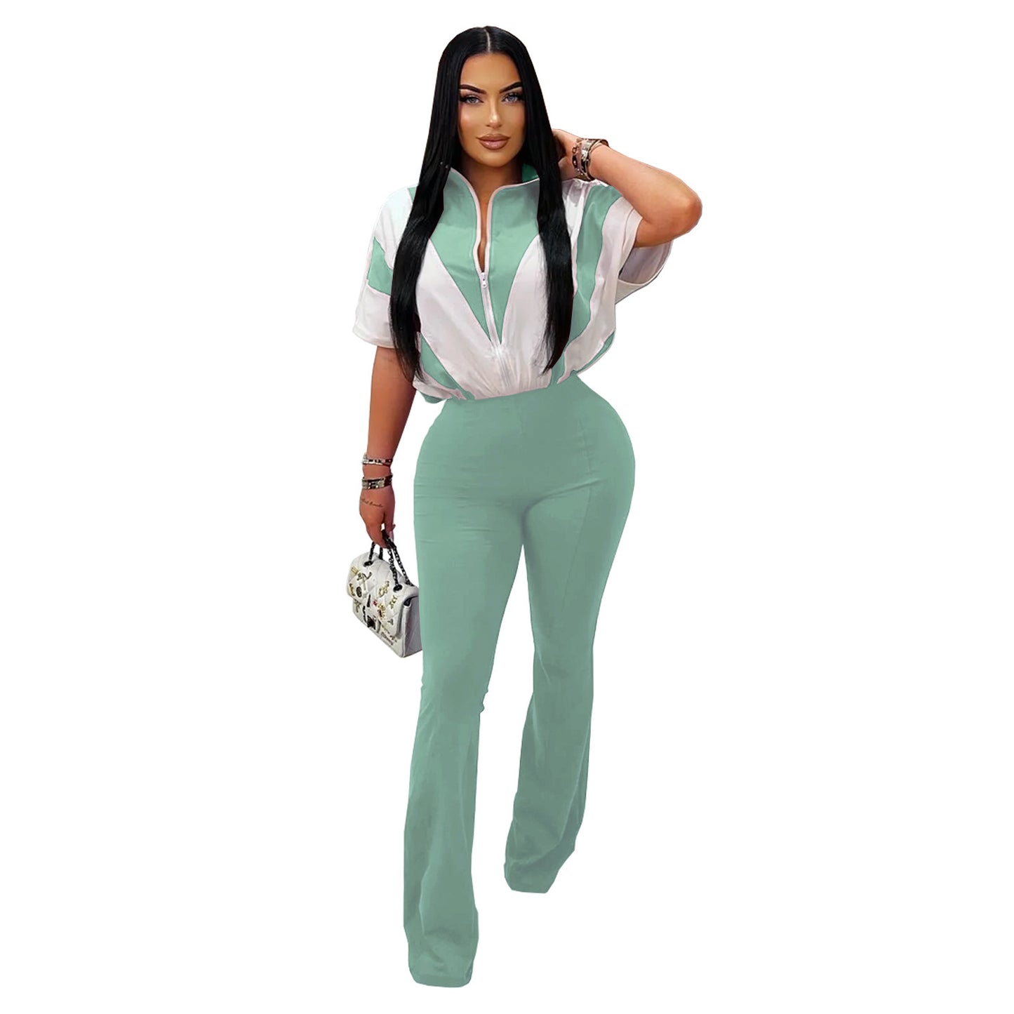 Dame Elegant og behagelig jumpsuit med stilfuld krave og bredt ben Stilla