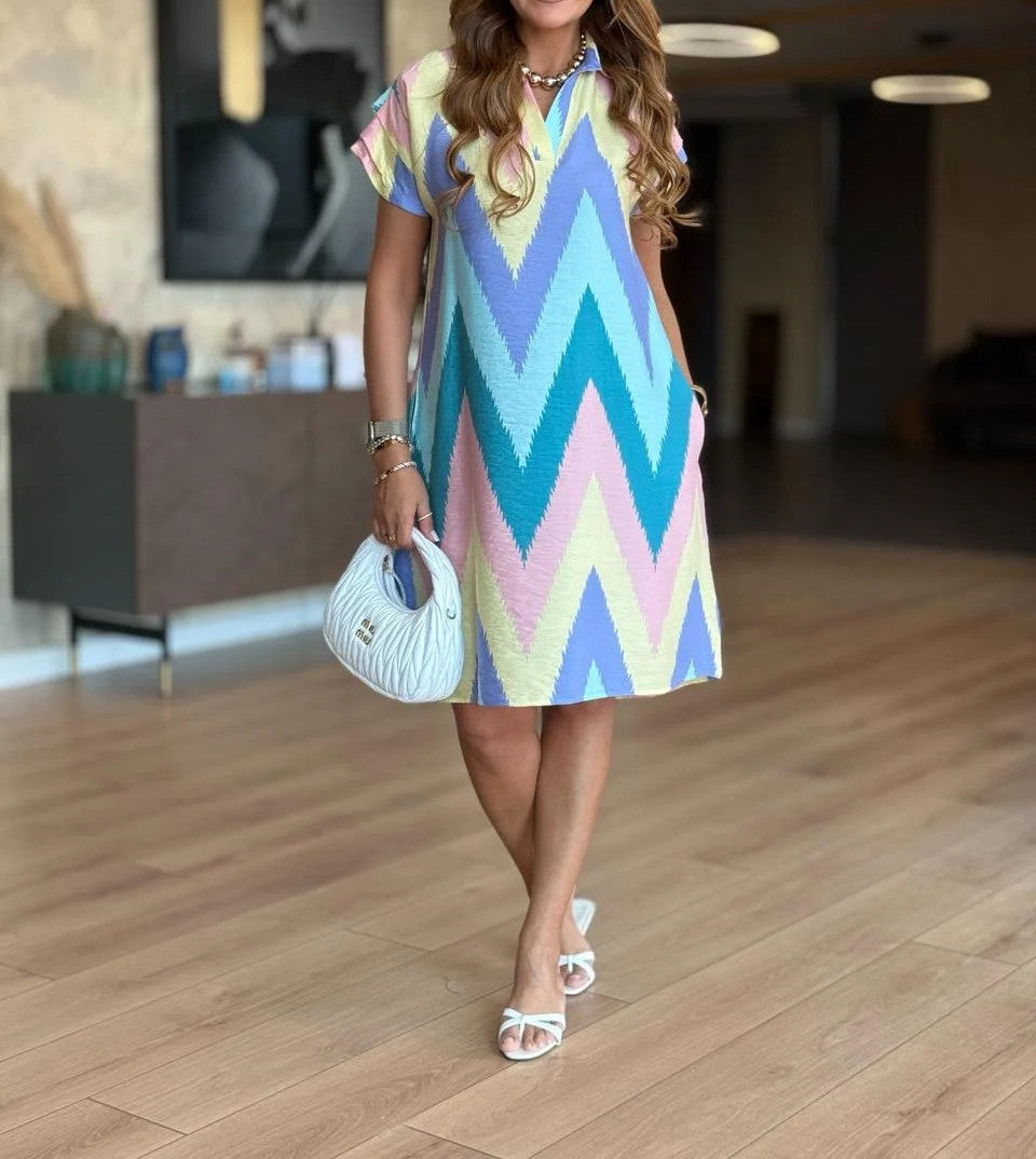 Dame Abstract Print A-linje Mini Kjole Stilla