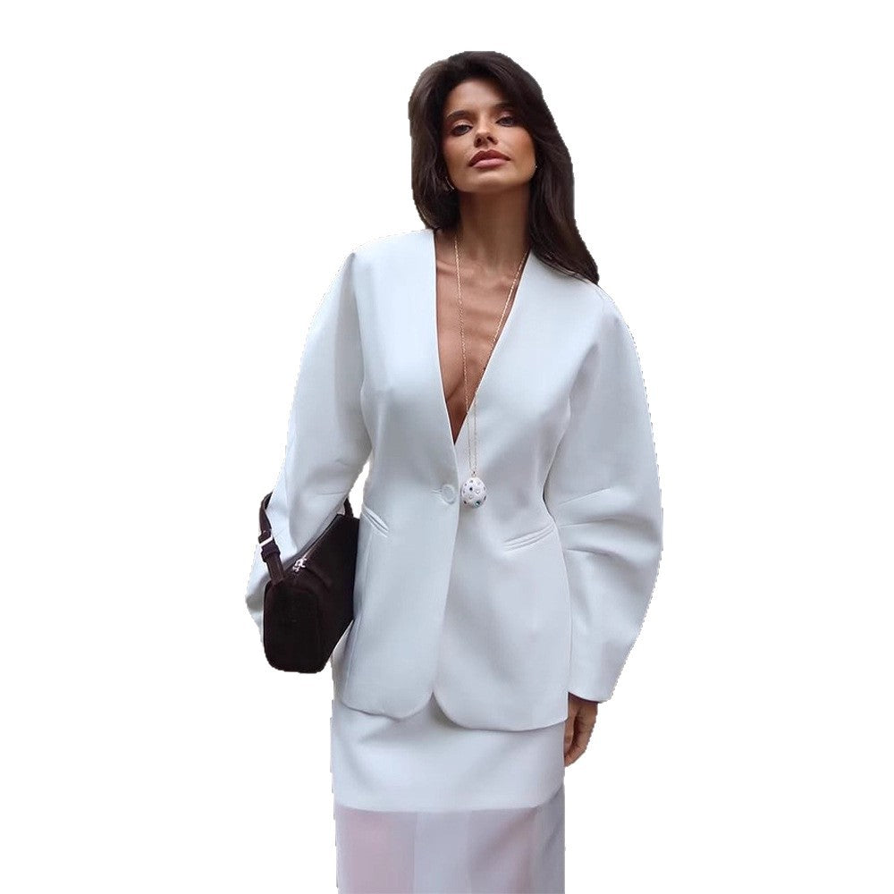 Dame elegant blazerjakke med dramatiske pufærmer Stilla