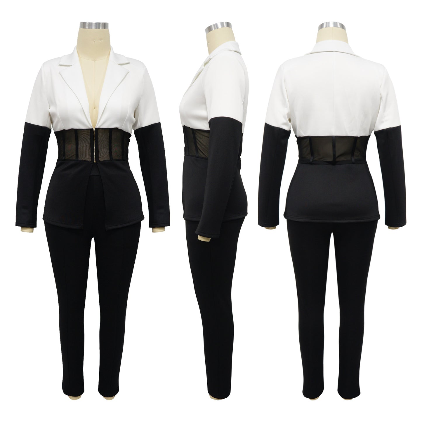 Dame elegant jumpsuit med gennemsigtige indsatser og figursyet silhouette Stilla