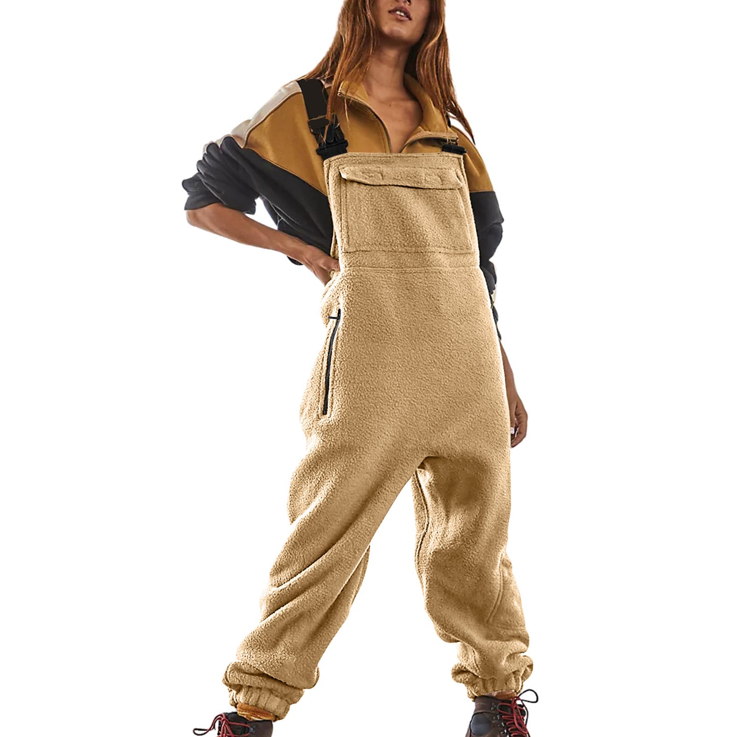 Dame Casual Fleece Jumpsuit med sidelommer Stilla