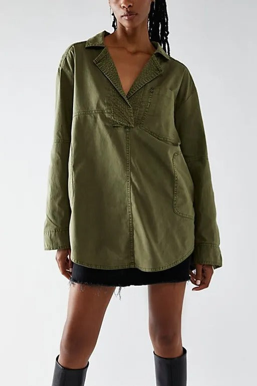 Dame afslappet overshirt lavet af højkvalitets denim med struktureret design Stilla