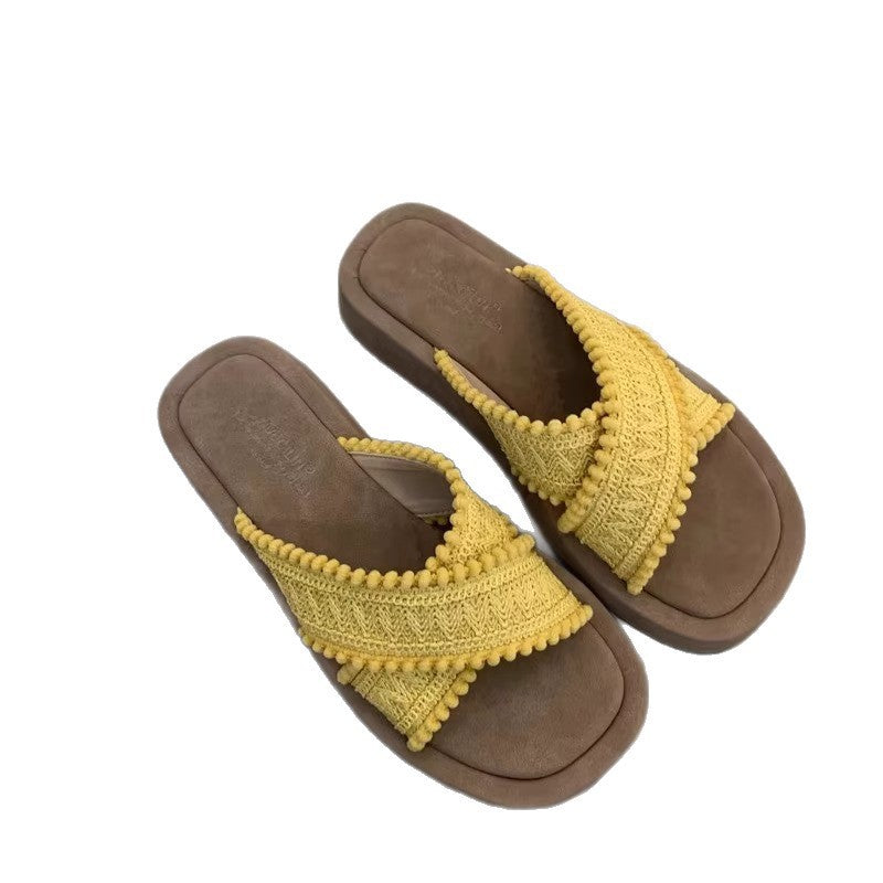 Dame Cross-Band Struktureret Slide Sandaler Stilla