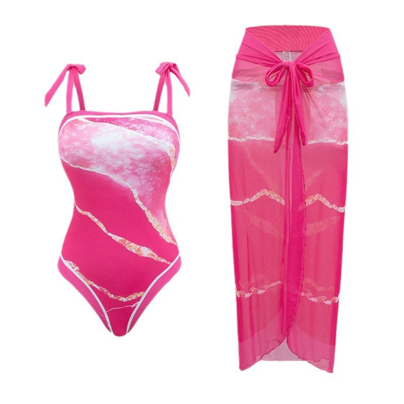 Dame Cut-Out Én-delt Badedragt og gennemsigtig Cover-Up Sæt Stilla
