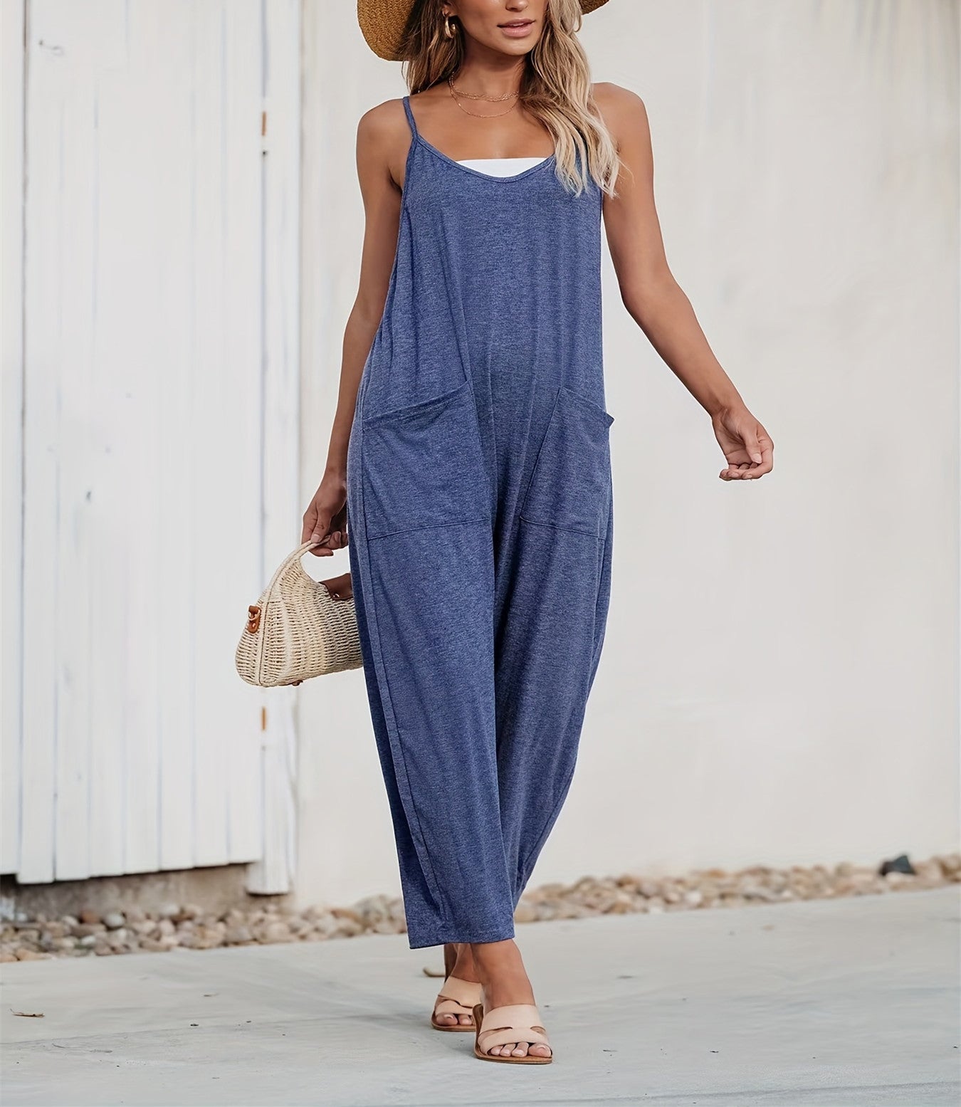 Damer komfortabel Sommer-jumpsuit med praktiske lommer og justerbare stropper Stilla