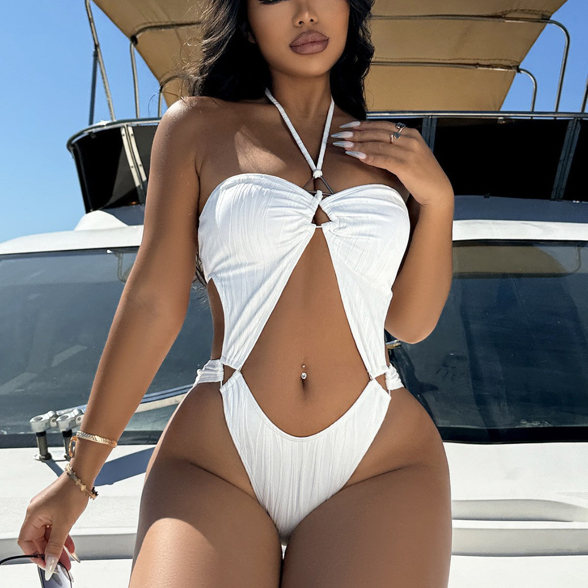 Dame Cut-Out Badedragt med elastisk design Stilla