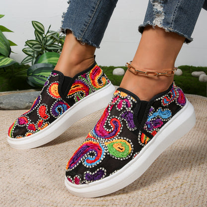 Dame Slip-On Sneakers med farverigt håndbroderedesign Stilla