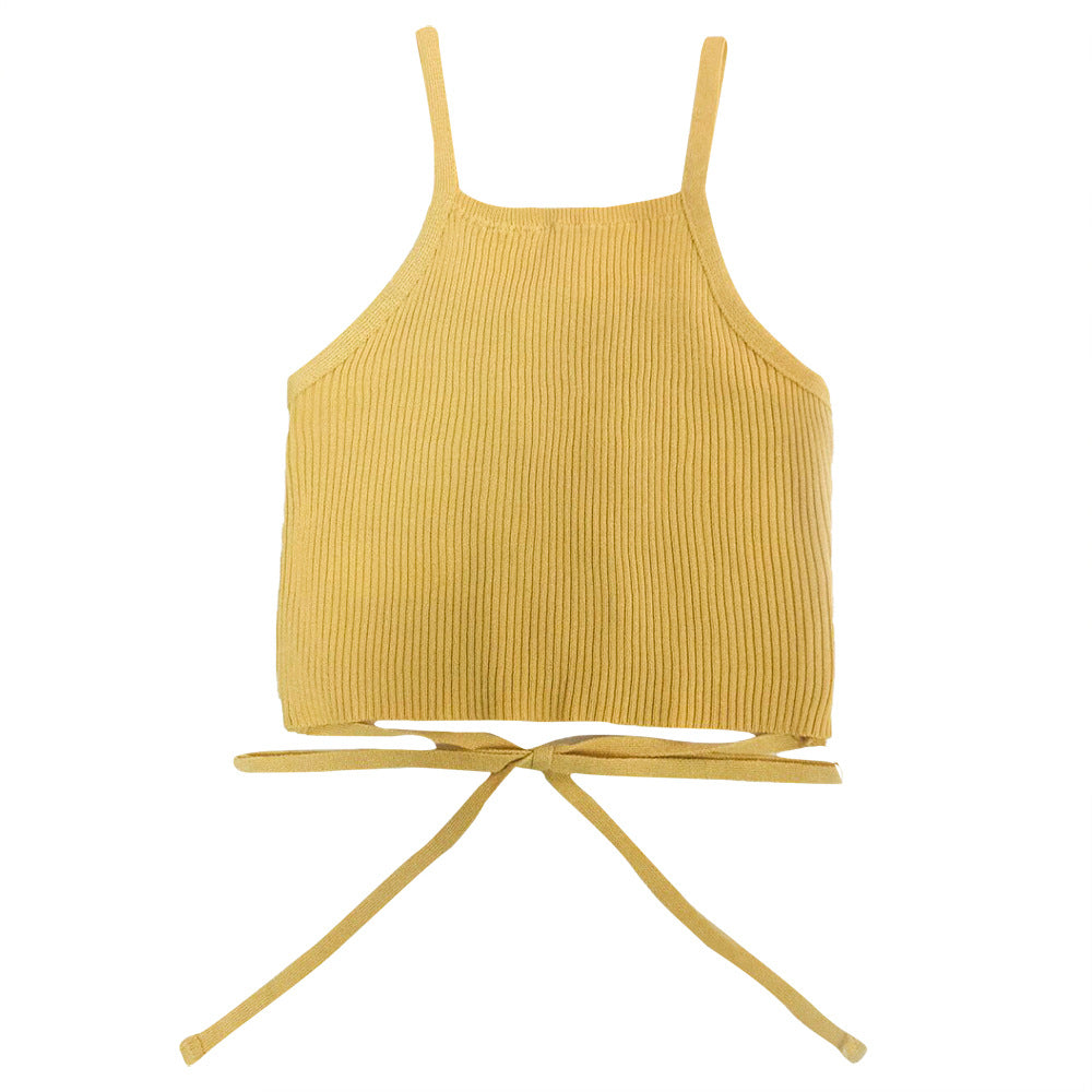 Dame cropped top med raffinerede bindebånd Stilla