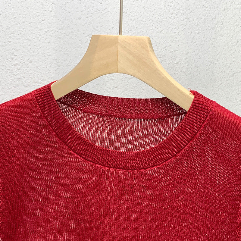 Dame afslappet kortærmet t-shirt med høj kvalitet tekstur og moderne rund halsudskæring Stilla