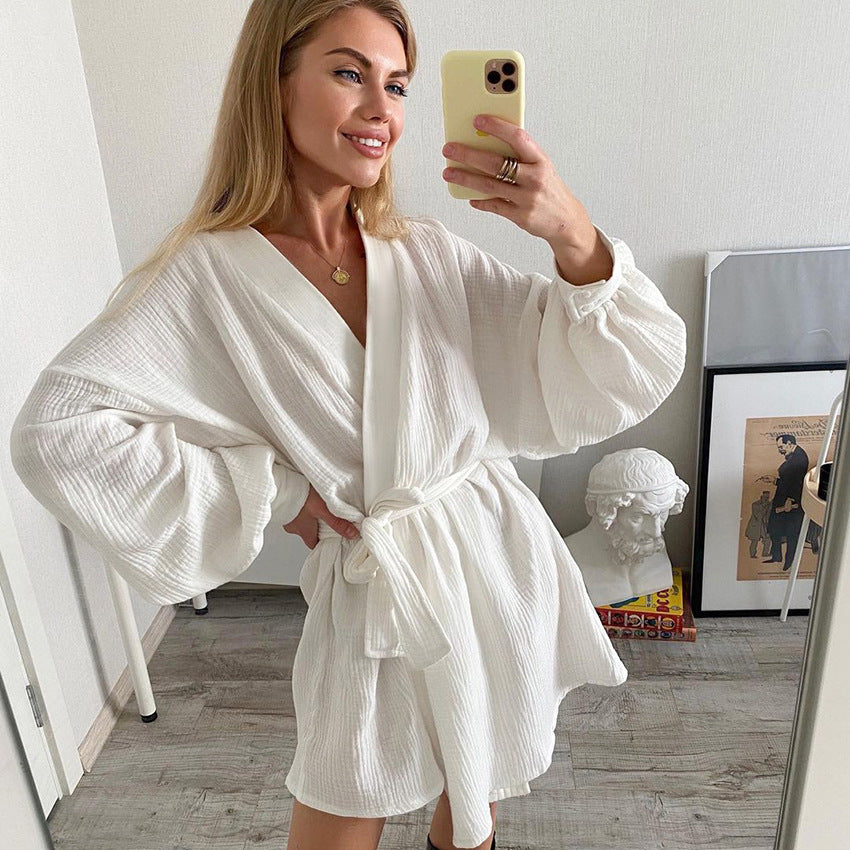 Dame afslappet Kimono-kåbe med bred skær Stilla