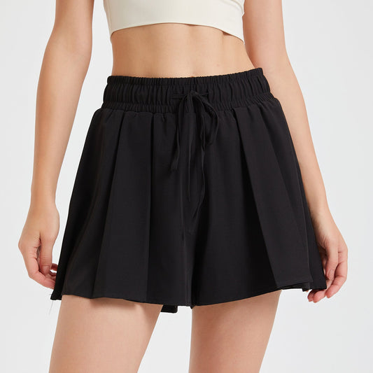 Stilla | Løse Plisserede Sports Short Hurtigtørrende Høj Talje Mave Kontraherende Yoga Shorts