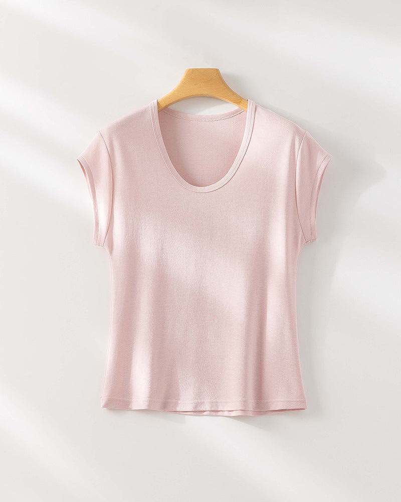 Femme Cap Sleeve Modal Blandingsmateriale Top Stilla