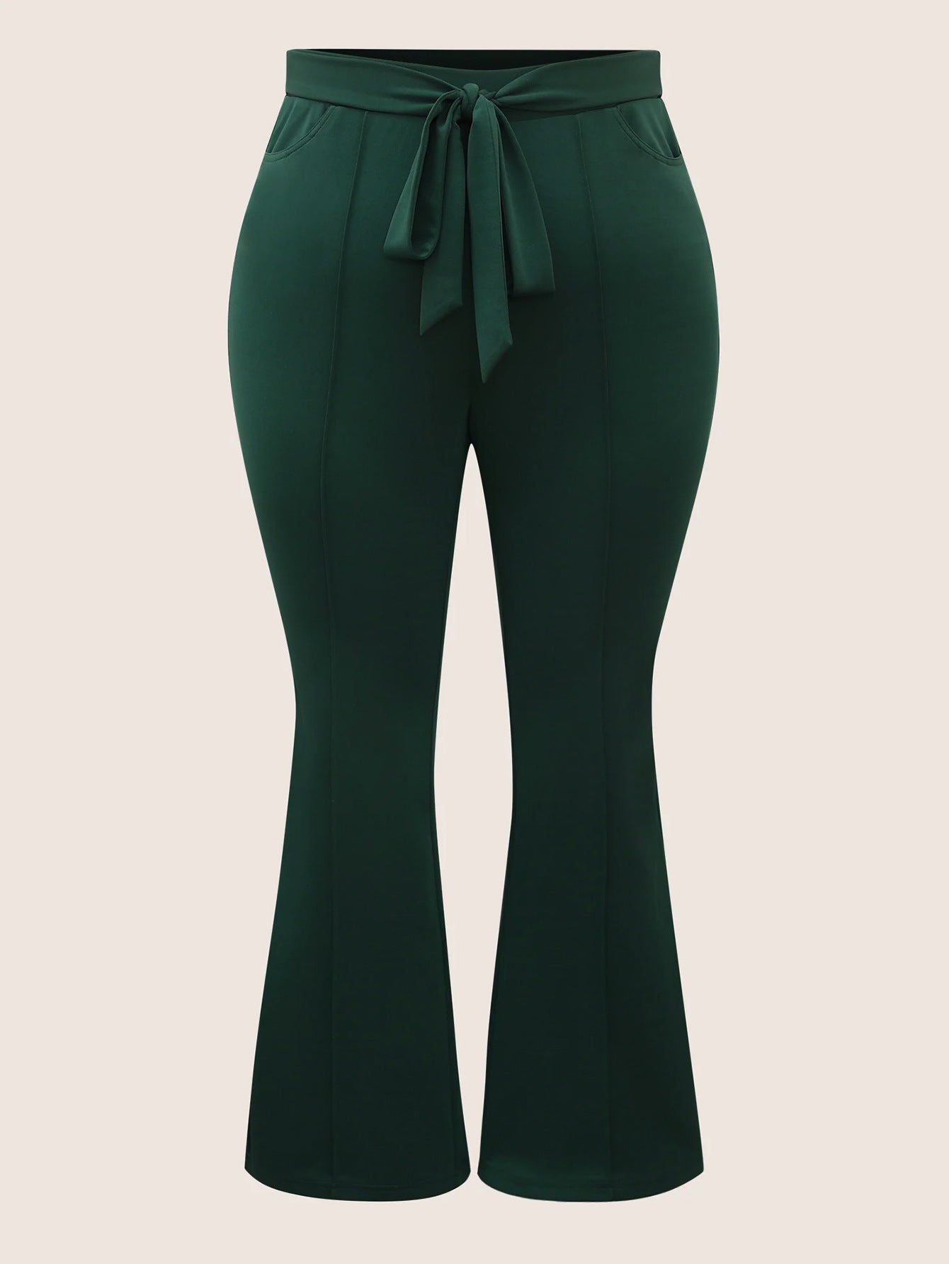 Dame elegant højtaljede bukser med flot bindebælte og praktiske lommer Stilla