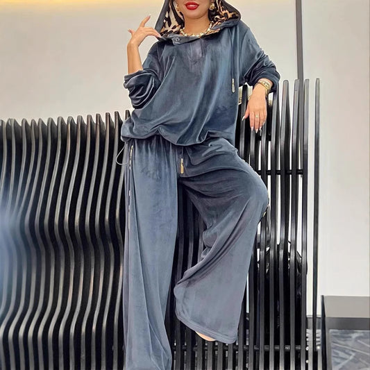 Dame elegant fritids-loungewear med hætte og bred pasform Stilla