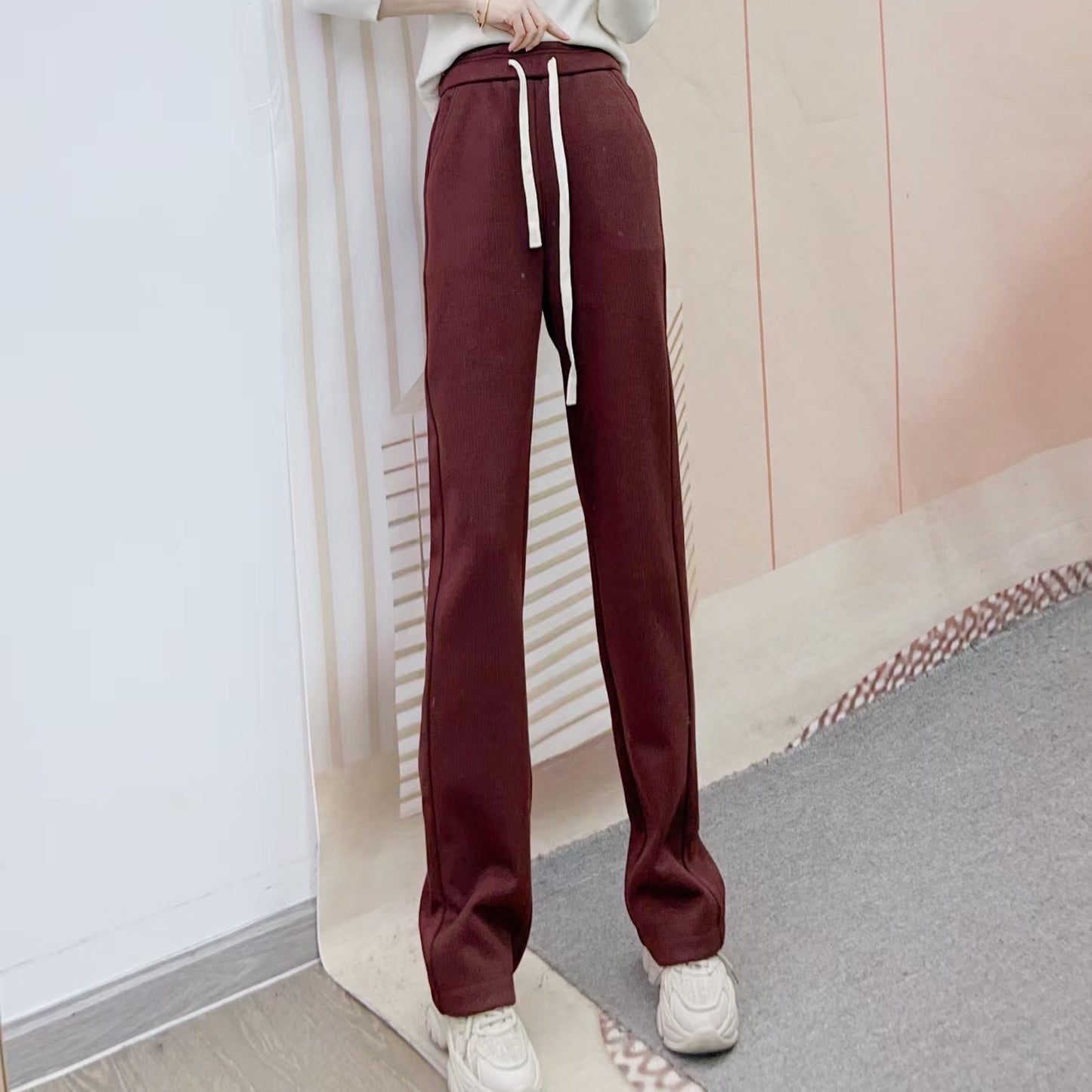 Dame elegant fritidsbukser med høj talje og justerbar snor Stilla