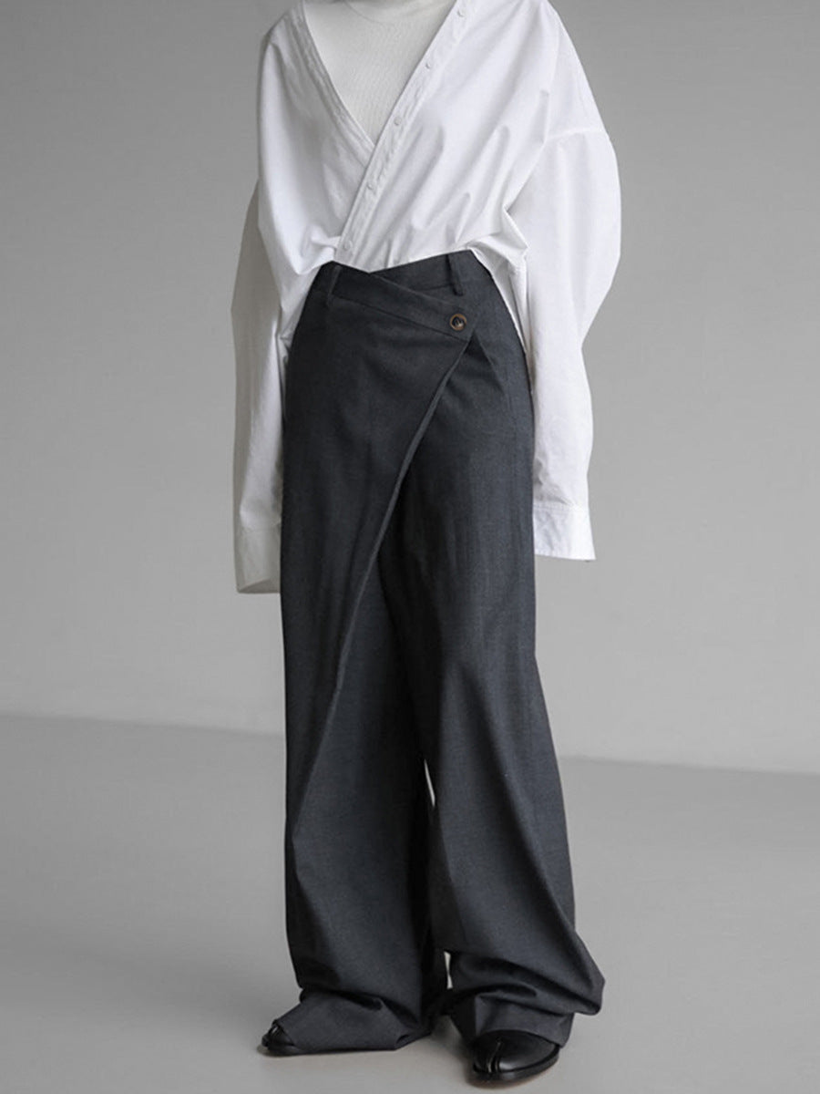 Dame elegant bredskåret buks med høj talje og praktiske lommer Stilla