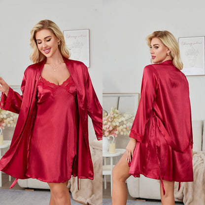 Dame luksuriøse satin-kjoler med elegante spidsdetaljer Stilla