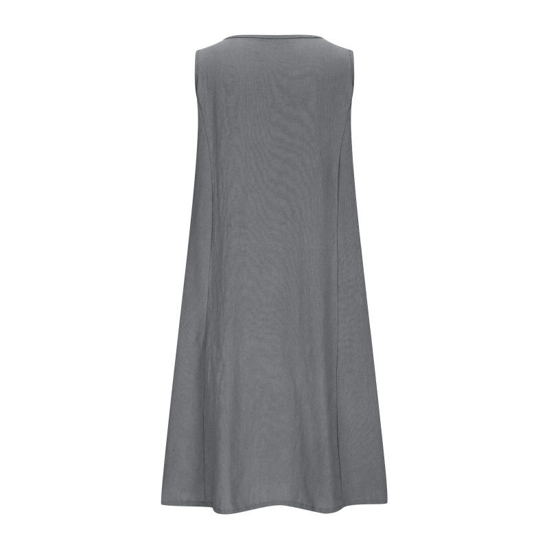 Dame A-linje uden ærmer fritidskjole med lommer Stilla