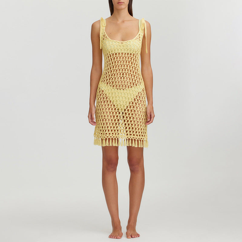 Dame Elegant hæklede strandkjole med frynser Stilla