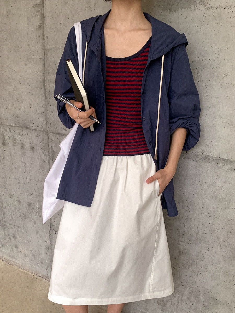 Dame afslappet bluse med hætte og løs pasform Stilla