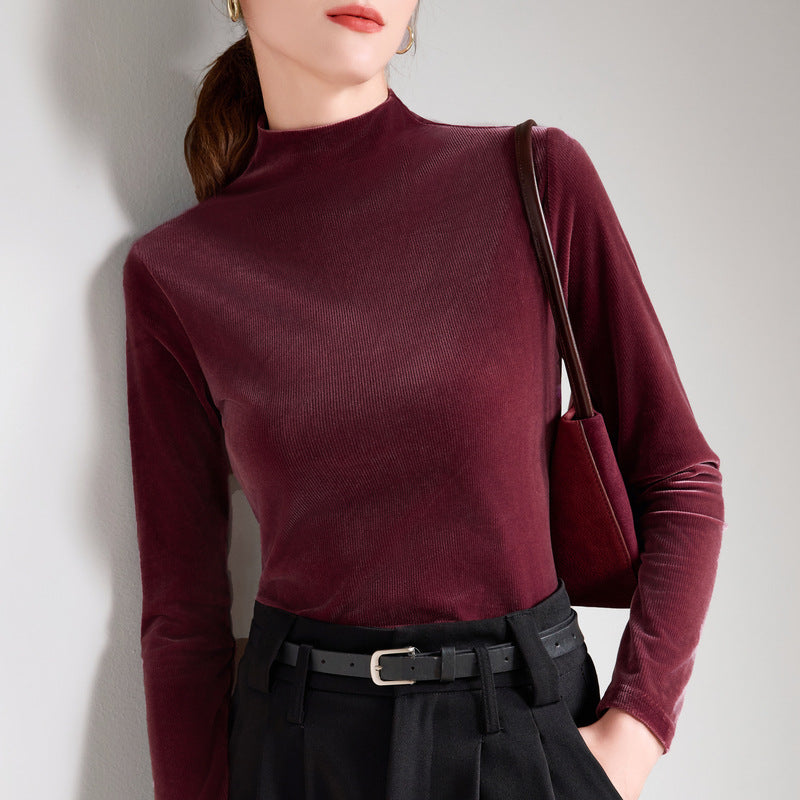 Dame Turtleneck Pullover med innovativt Veloursdesign Stilla