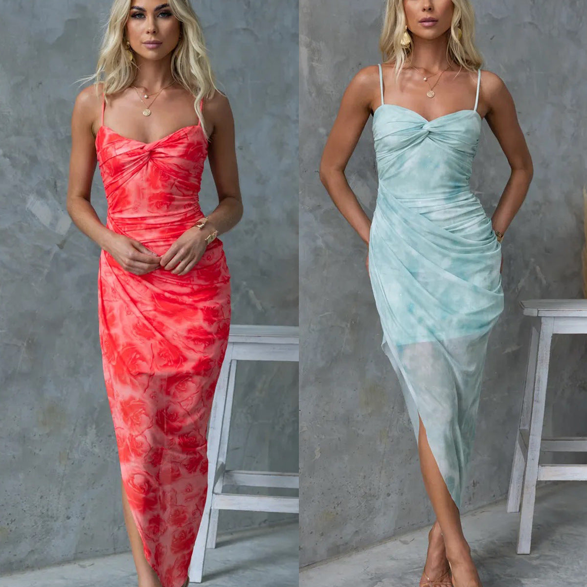 Dame Draperet Værdikjole med asymmetrisk kant og sarte gennemsigtighedsdetaljer Stiila