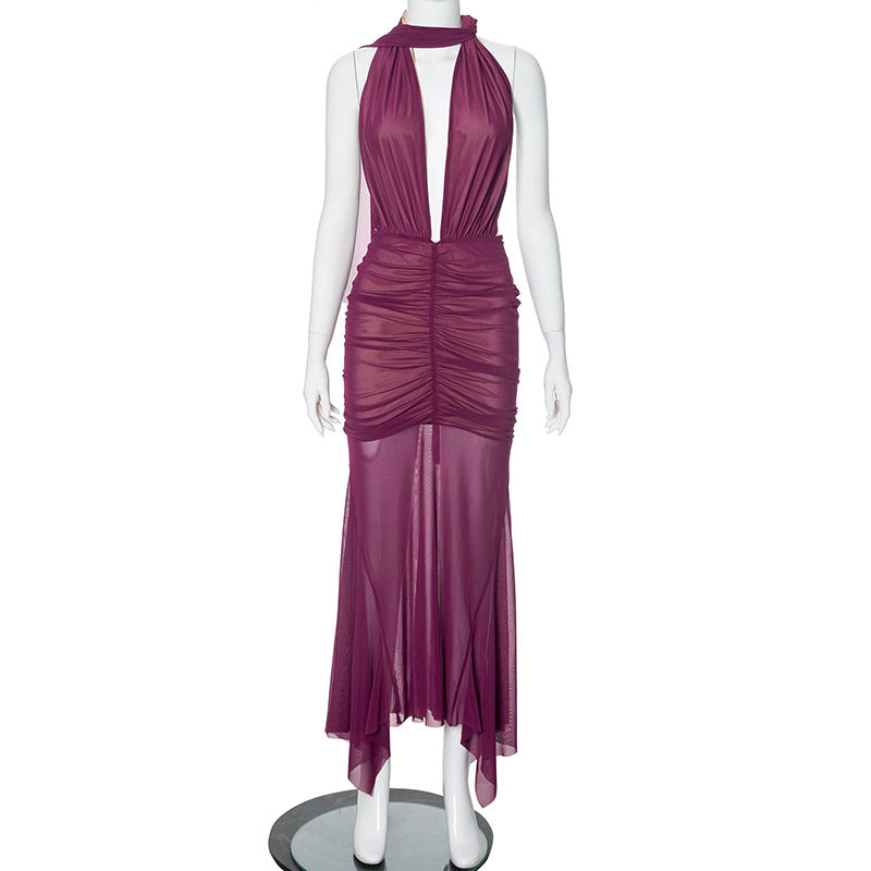 Dame Draperet Maxikjole med dyb V-udskæring og afslappet elegance Stilla