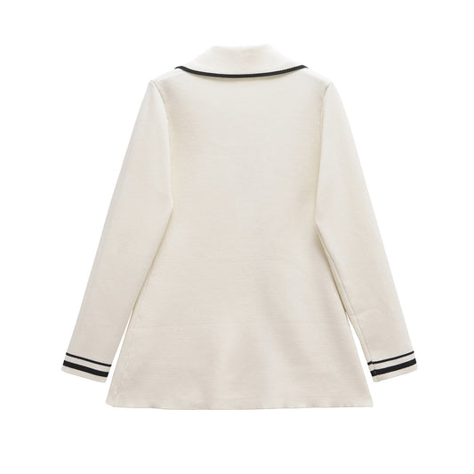 Dame Dobbelt-Matched Skræddersyet Blazer med Kontrastpiping Stilla