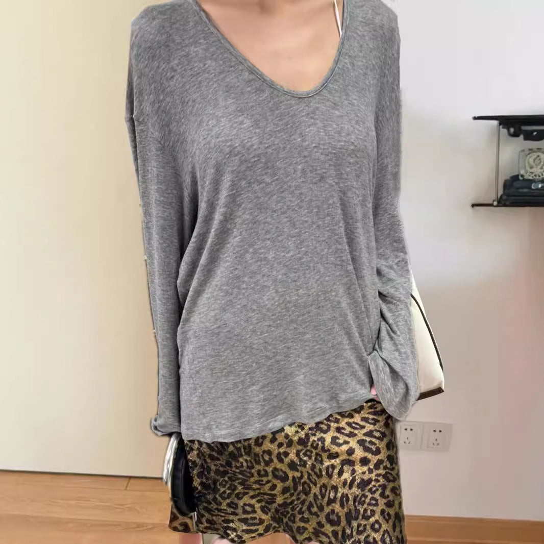 Dame afslappet longsleeve shirt med bred snit og blødt materiale Stilla