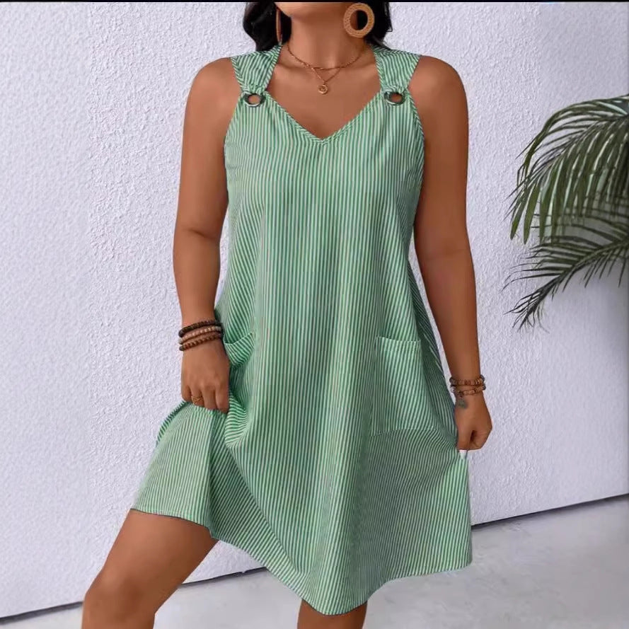 Dame afslappet sommerkjole med praktiske lommer Stilla