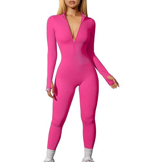 Dame Figurtilpasset Jumpsuit med elegant Ribdesign og Langærmet Stilla