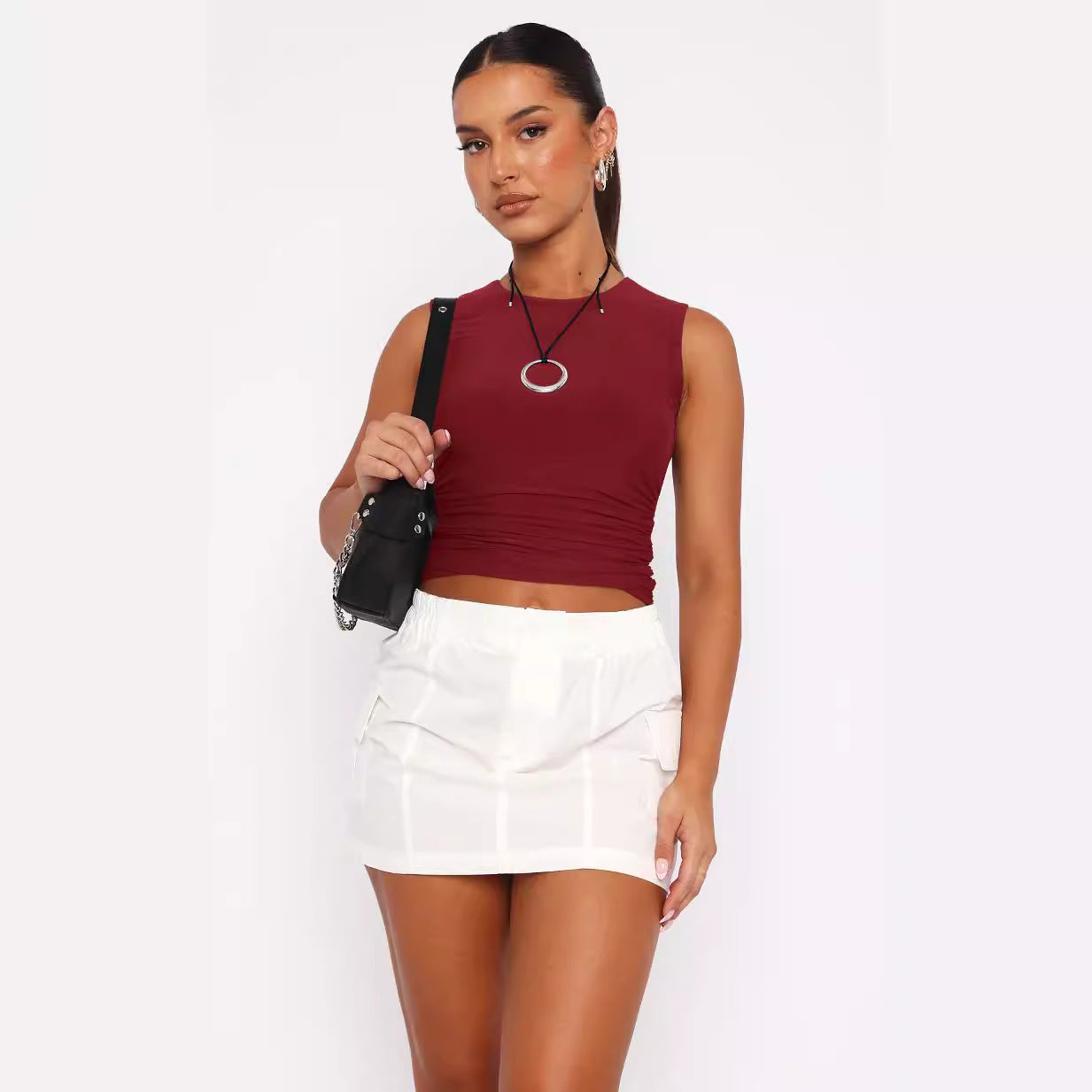 Dame Cropped Top med figursyet snit og trendy ribstruktur Stilla