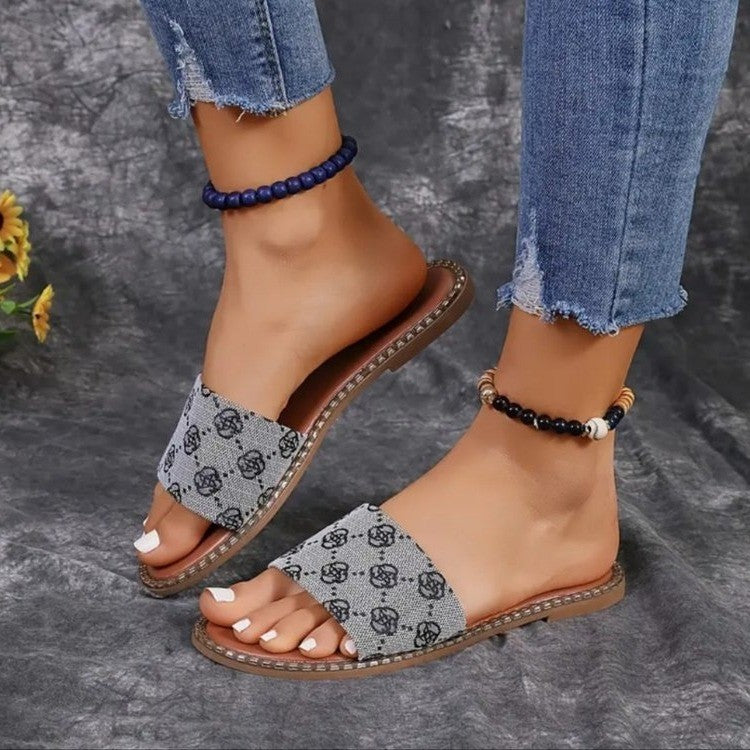 Dame åbne tæer sandaler med moderne trykdesign og polstret sål Stilla