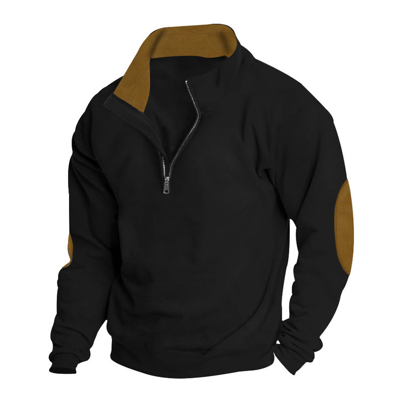 Herrer sportpullover med halv lynlås og kontrastdetaljer Stilla