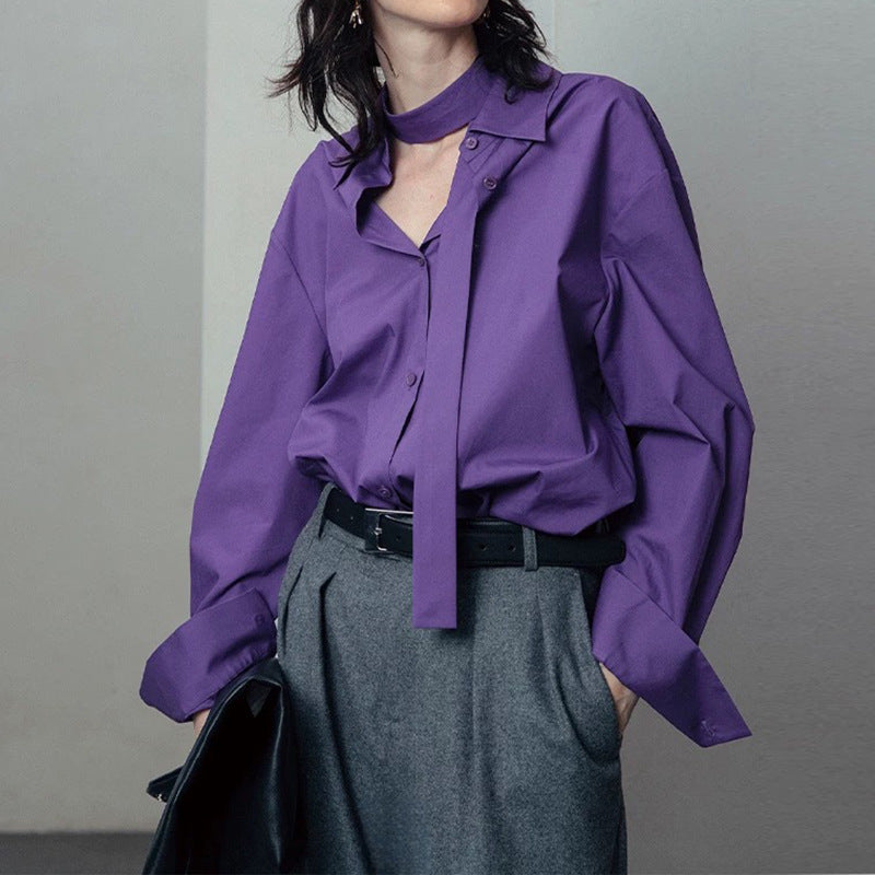 Dame elegant bluse med smart sløjfe og moderne snit Stilla