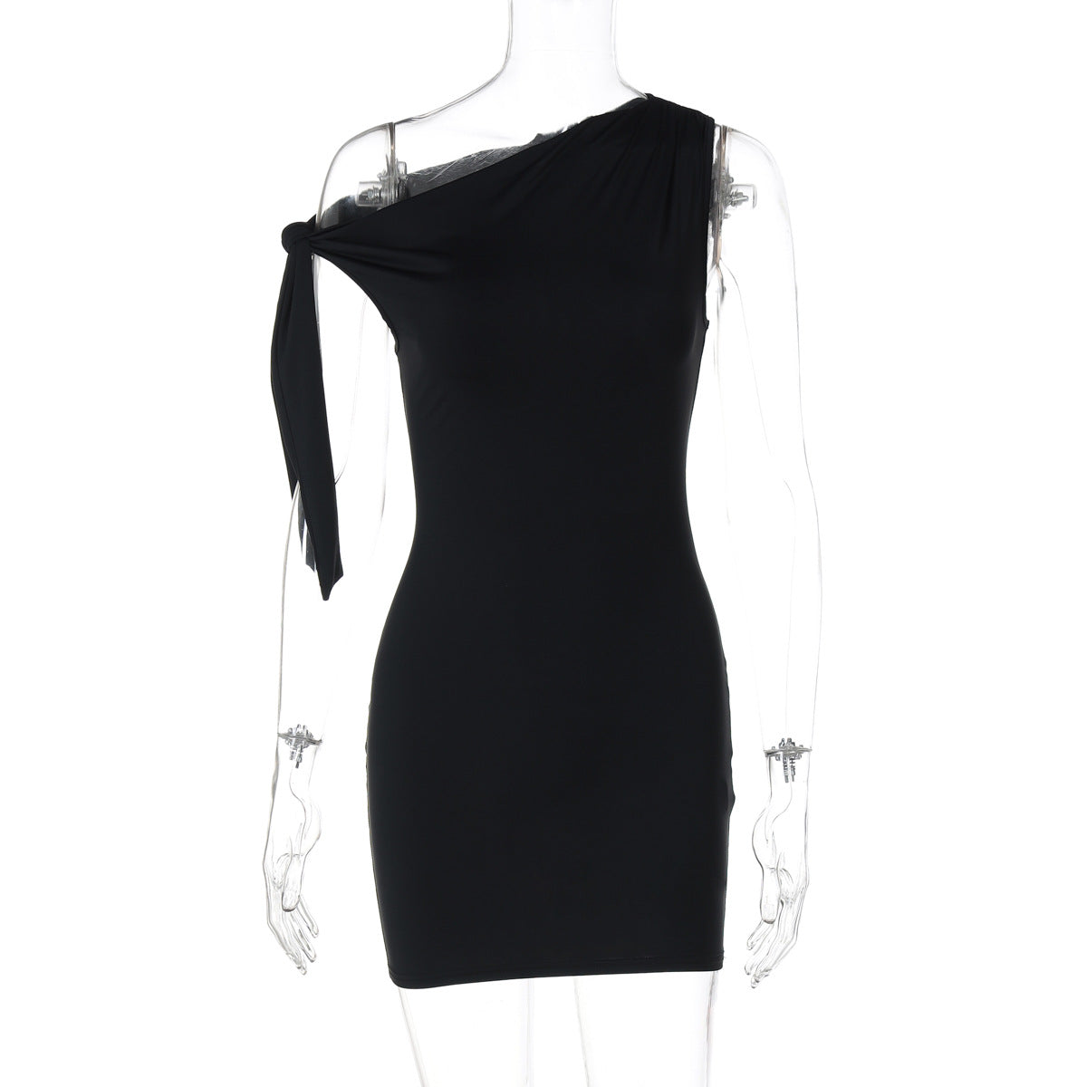 Dame Elegant asymmetrisk Minikjole med knude-detalje Stilla