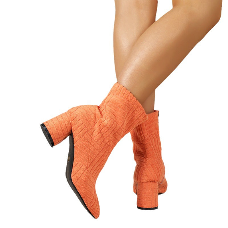 Dame ekstravagante støvletter med struktureret overflade og moderne lynlås Stilla